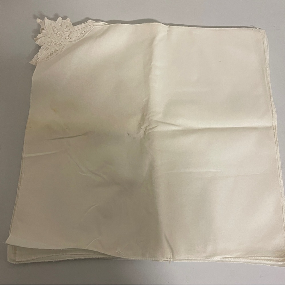 Vintage China handmade embroidery 100% cotton tablecloth set of 12 pcs NWT